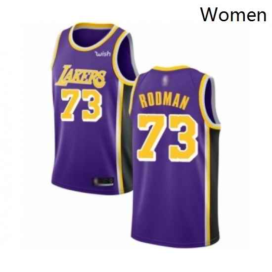 Womens Los Angeles Lakers 73 Dennis Rodman Authentic Purple Basketball Jerseys Icon Edition